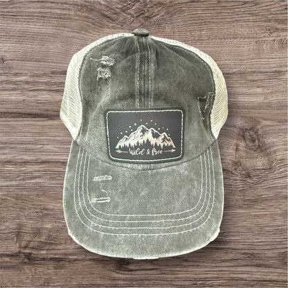 Engraved Wild & Free Women's Criss Cross Hat
