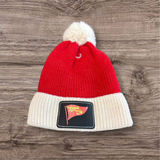 UV Printed KC Red Pennant Beanie- Faux Fur Lined