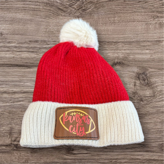 UV Printed Kansas City Football Beanie- Faux Fur Lined