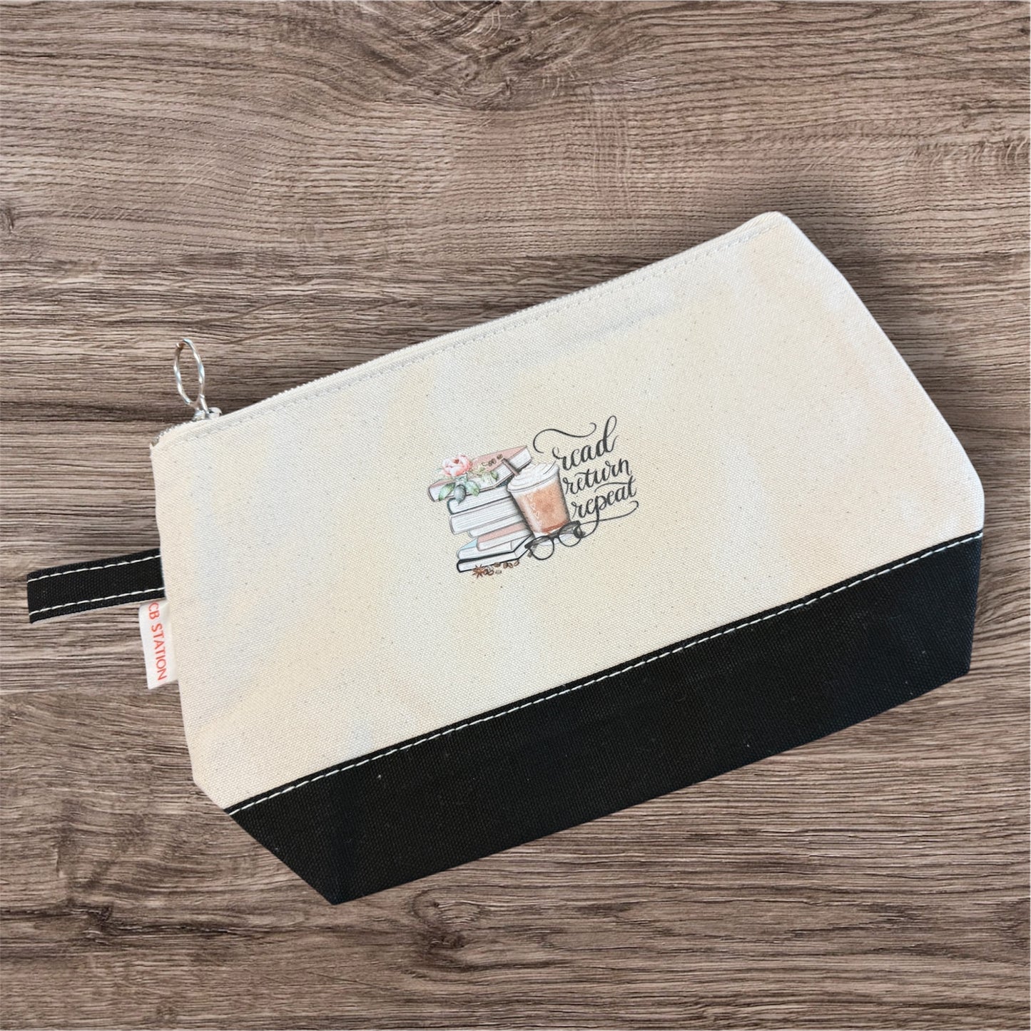 UV Printed Read, Return, Repeat Cosmetic Bag