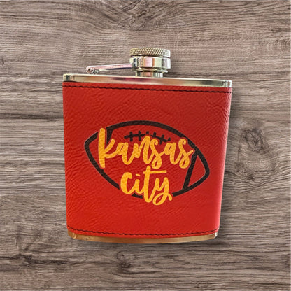 UV Printed Yellow Kansas City Football 6 oz Flask