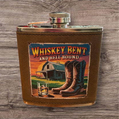 UV Printed Whiskey Bent 6 oz Flask