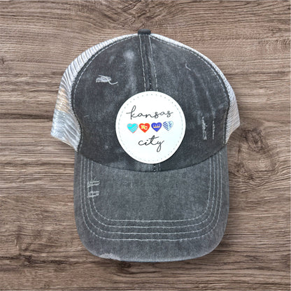 UV Printed Heart Kansas City Sports Women's Cris Cross Hat