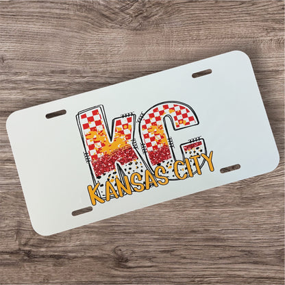 UV Printed KC Checkered Paint License Plate