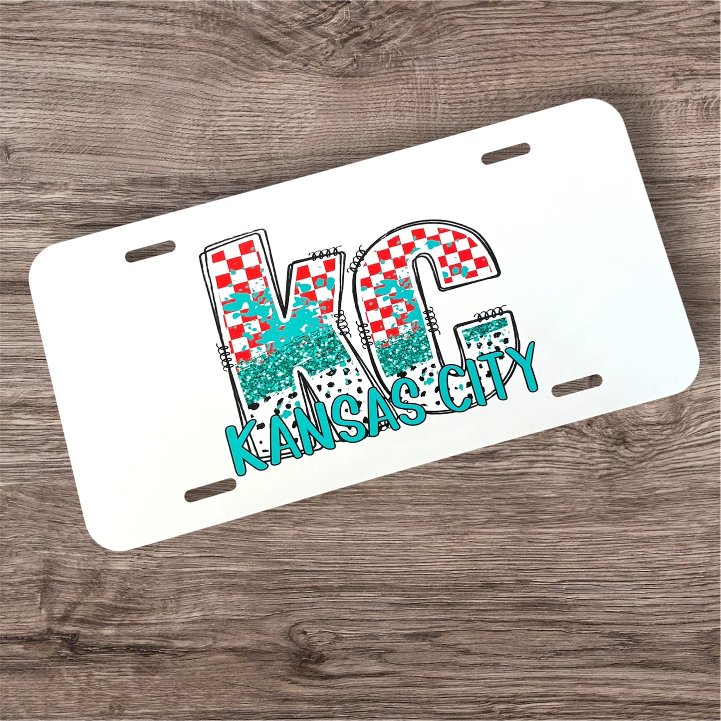 UV Printed KC Checkered Paint License Plate