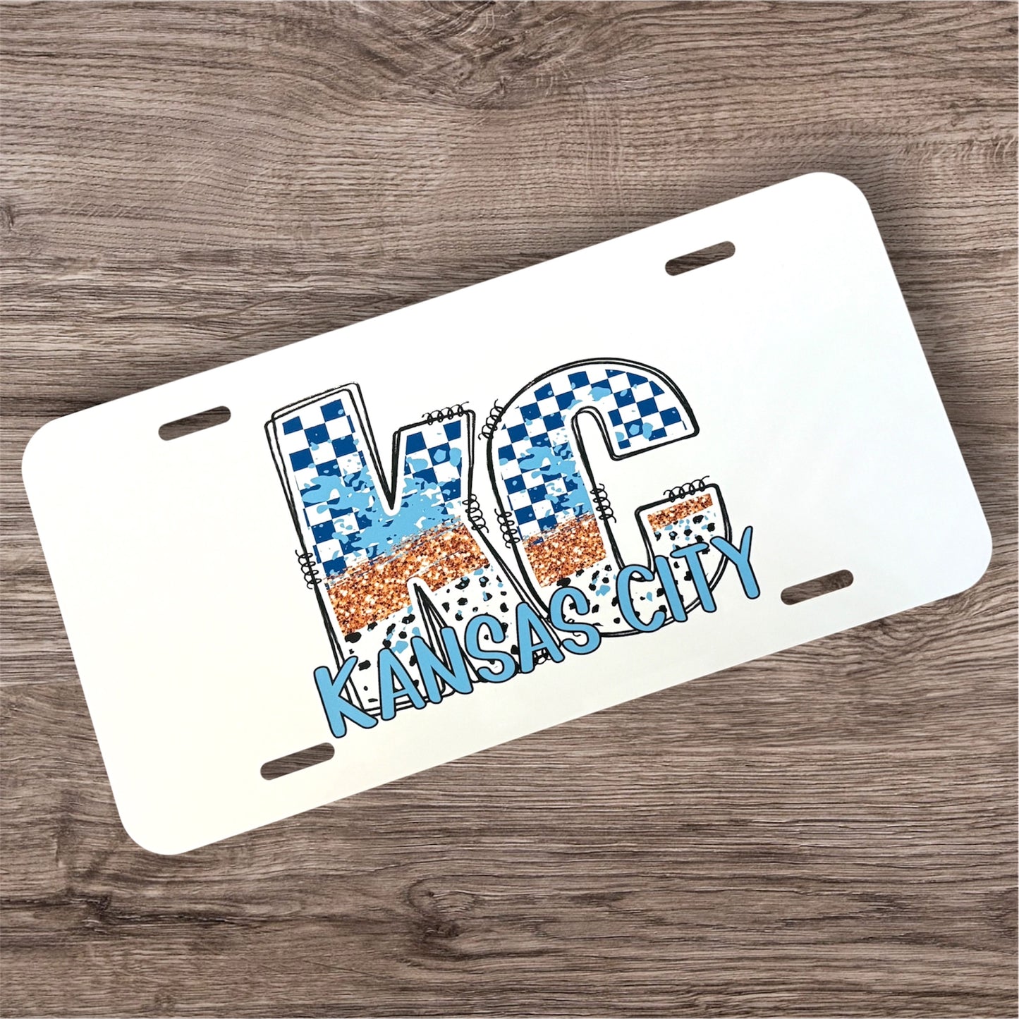 UV Printed KC Checkered Paint License Plate