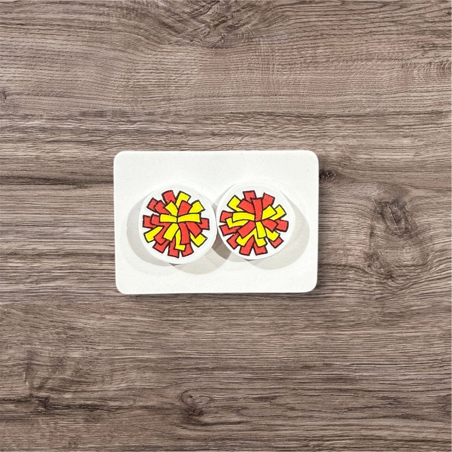 UV Printed Pom Squad Acrylic Stud Earrings