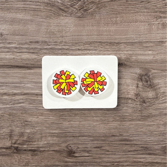UV Printed Pom Squad Acrylic Stud Earrings