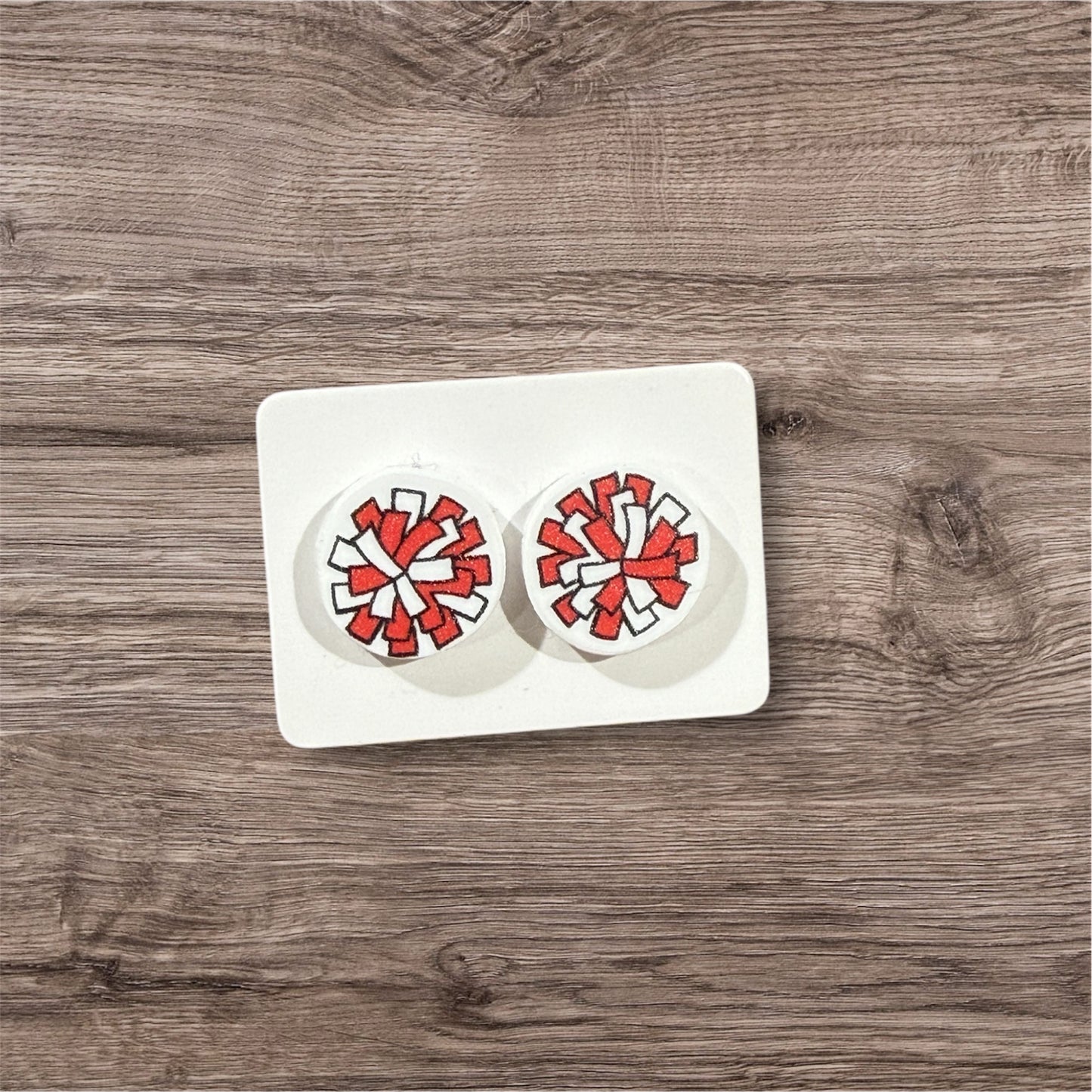 UV Printed Pom Squad Acrylic Stud Earrings