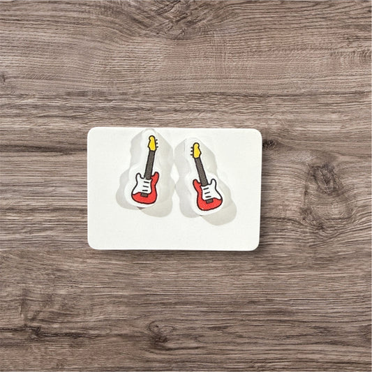 UV Printed Rockin' Guitar Acrylic Stud Earrings