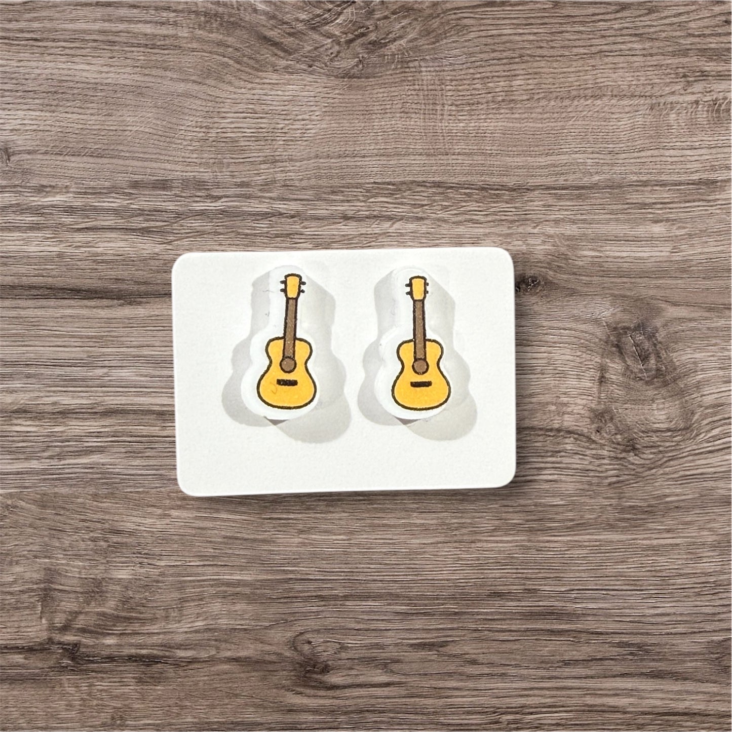 UV Printed Strum Guitar Acrylic Stud Earrings