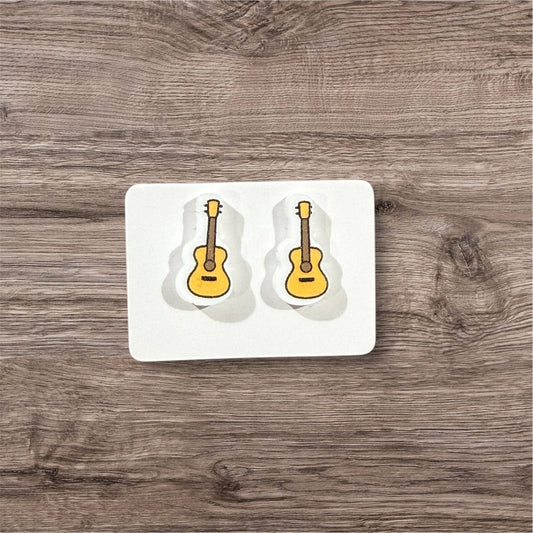 UV Printed Strum Guitar Acrylic Stud Earrings