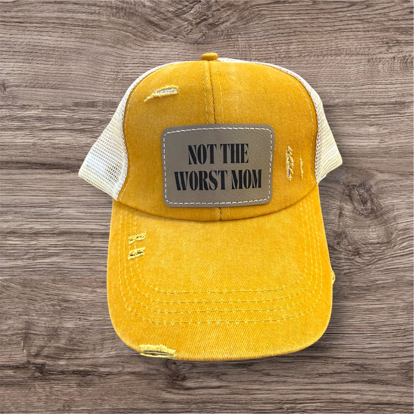 Engraved Not The Worst Mom Women's Criss Cross Hat