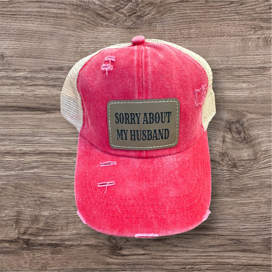 Engraved Sorry About My Husband Women's Criss Cross Hat