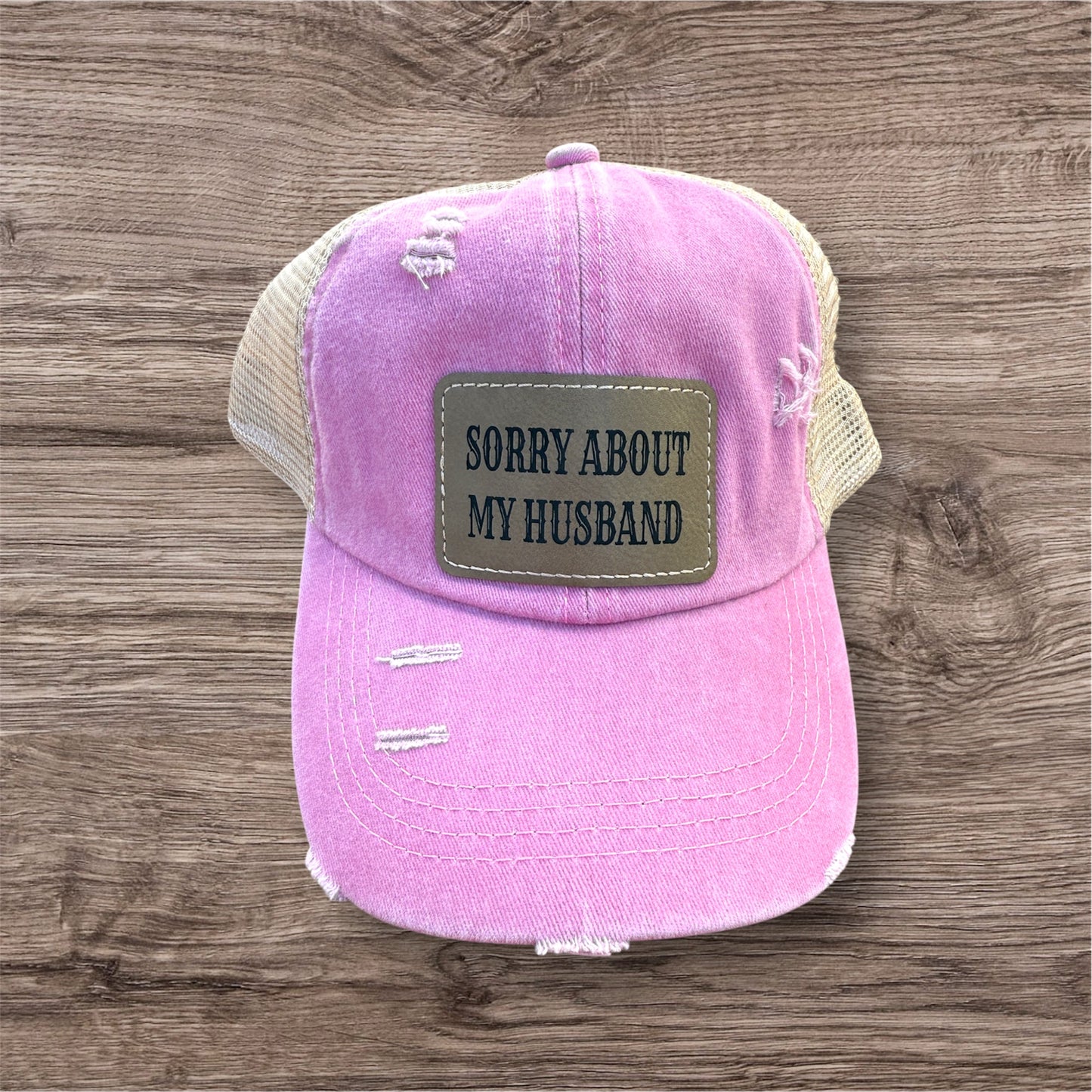 Engraved Sorry About My Husband Women's Criss Cross Hat