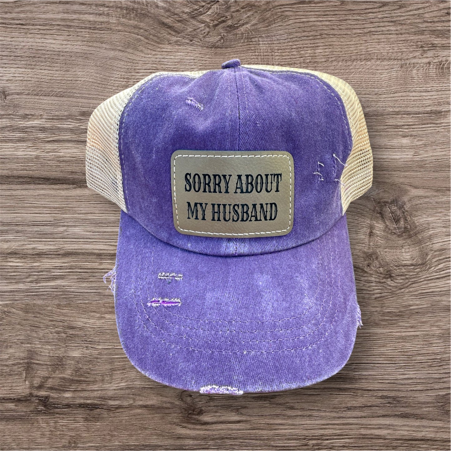 Engraved Sorry About My Husband Women's Criss Cross Hat