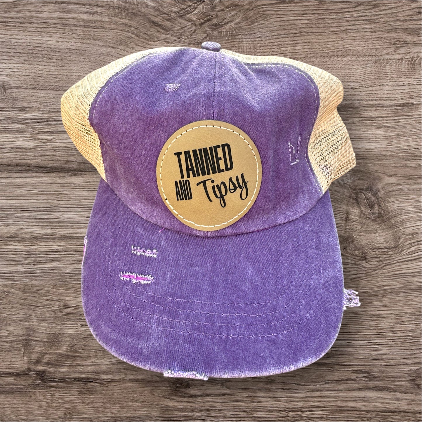 Engraved Tanned and Tipsy Women's Criss Cross Hat
