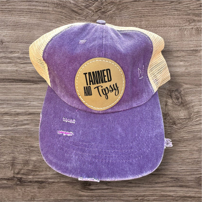 Engraved Tanned and Tipsy Women's Criss Cross Hat