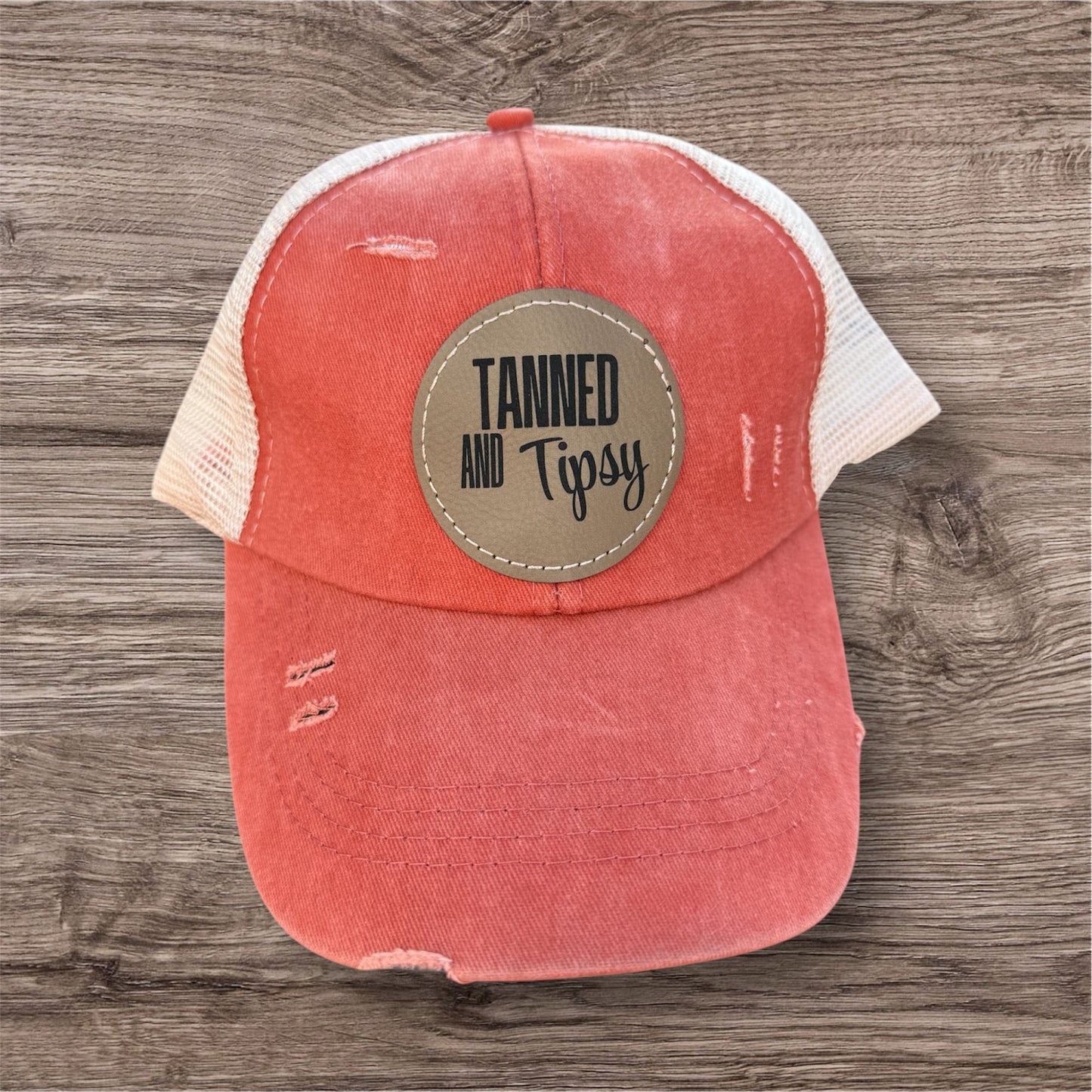 Engraved Tanned and Tipsy Women's Criss Cross Hat