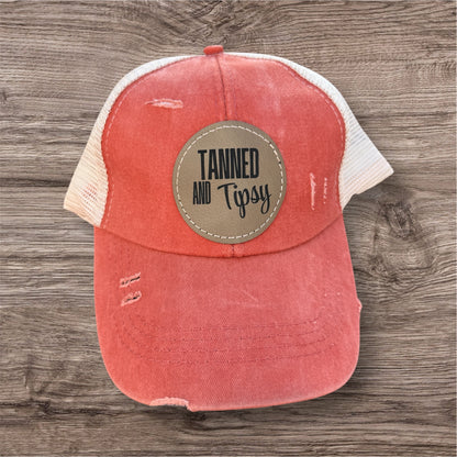 Engraved Tanned and Tipsy Women's Criss Cross Hat
