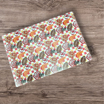 Sublimated Chiefs Scatter Print Tempered Glass Cutting Board