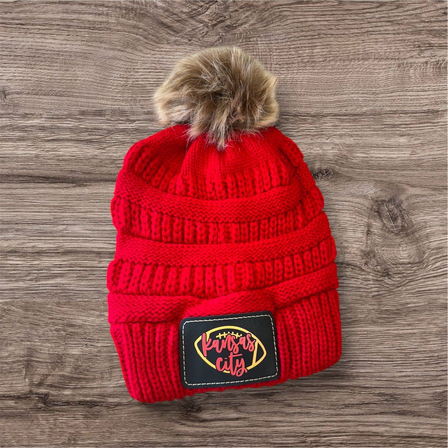 UV Printed Kansas City Football Knitted Pom Beanie