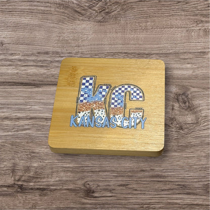 UV Printed Royal KC Checkered Paint Wooden Coaster