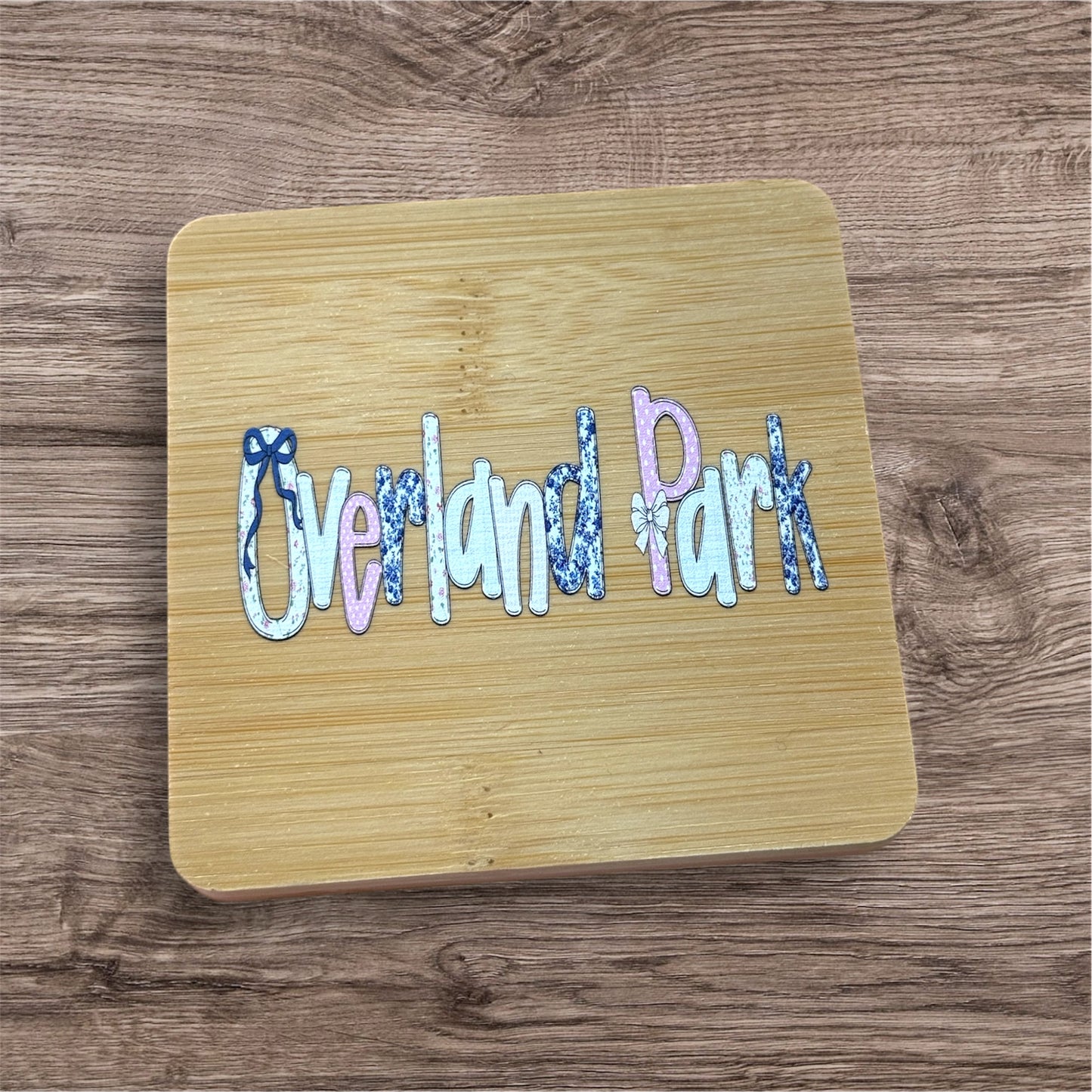 UV Printed Preppy Overland Park Wooden Coaster