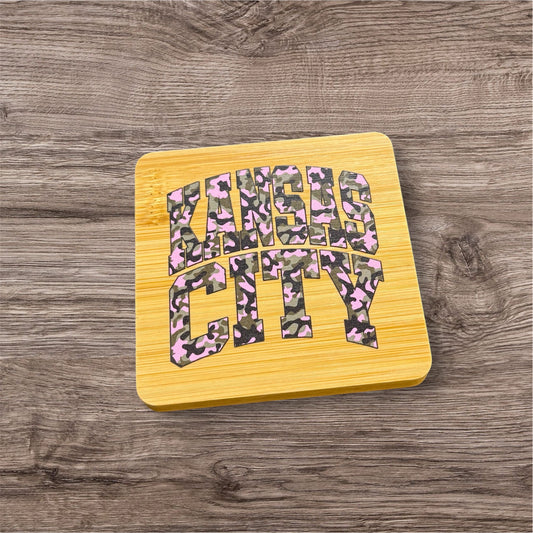 UV Printed Camo Kansas City Wooden Coaster