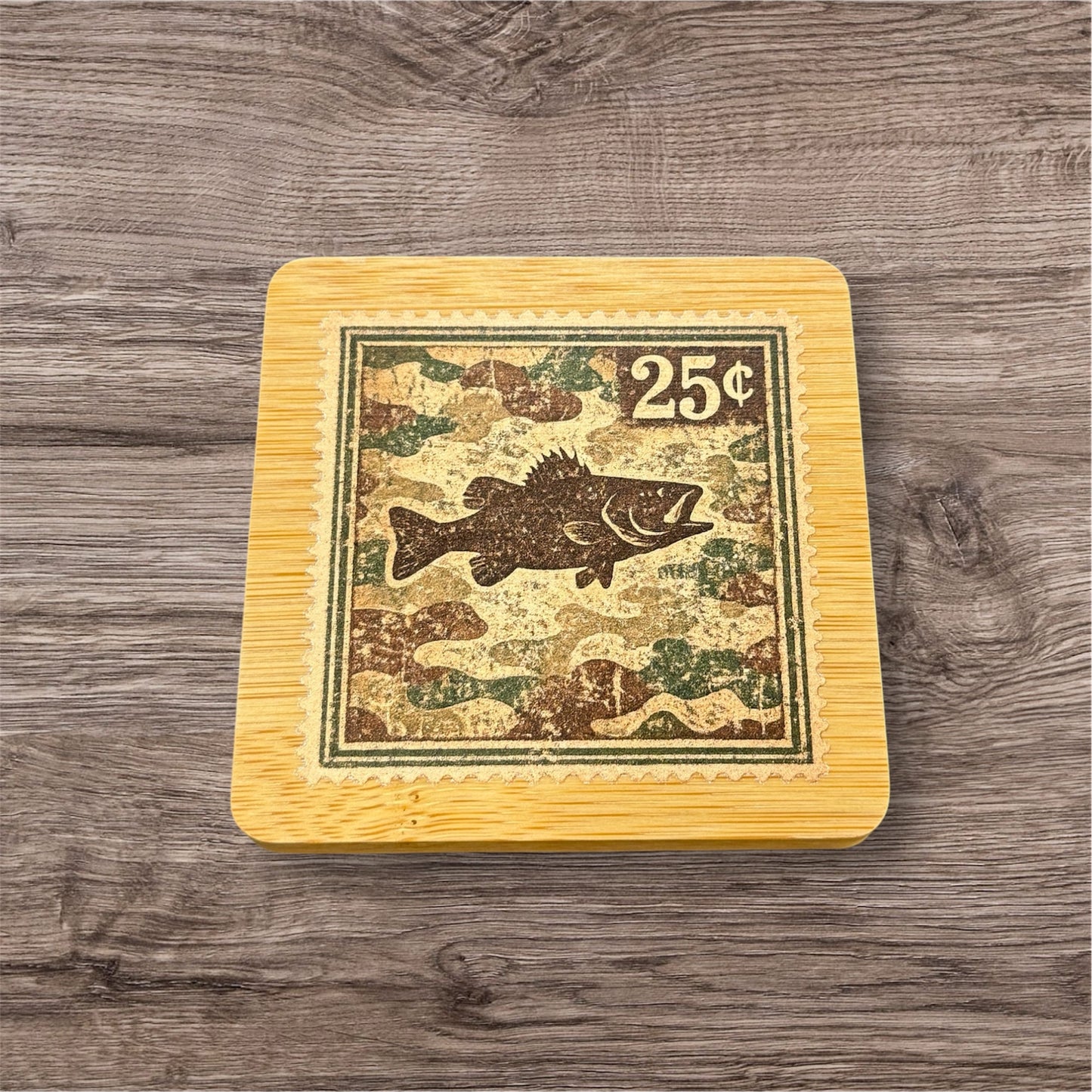 UV Printed Hunting Postage Stamp Wooden Coaster