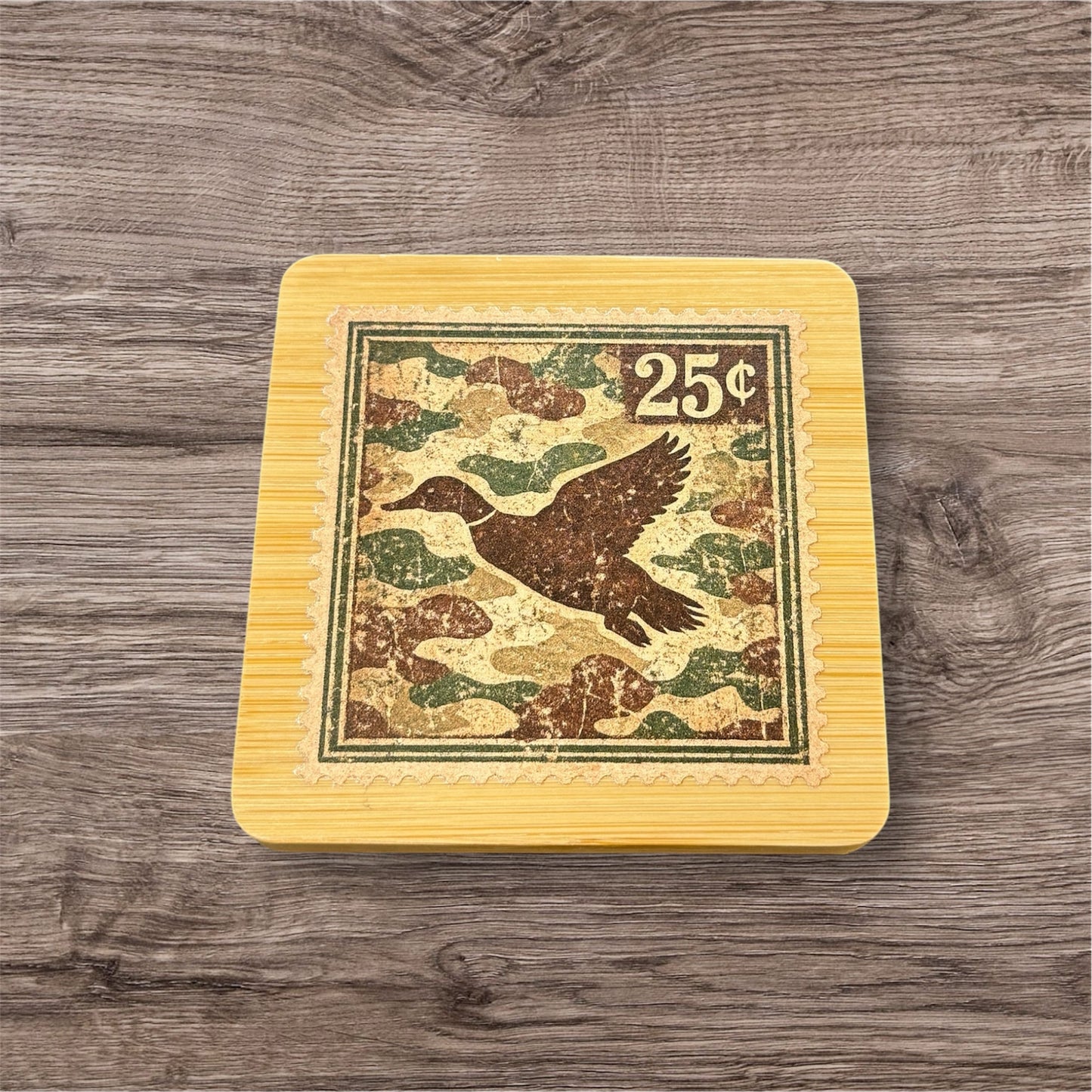 UV Printed Hunting Postage Stamp Wooden Coaster