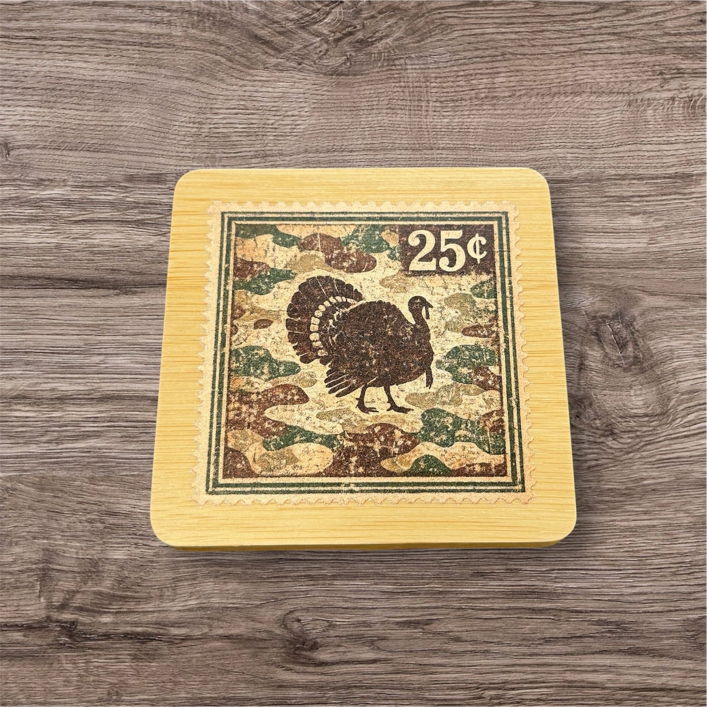 UV Printed Hunting Postage Stamp Wooden Coaster