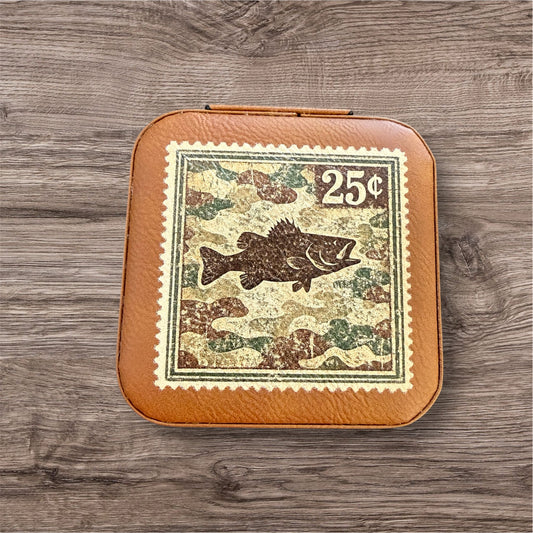 UV Printed Vintage Fish Postage Stamp Jewelry Box