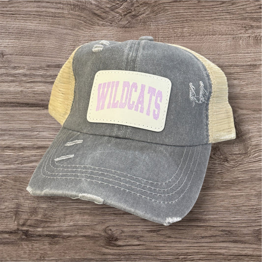 UV Printed Wildcats Distressed Women's Ponytail Hat