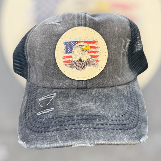 UV Printed Freedom Eagle Women's Ponytail Hat