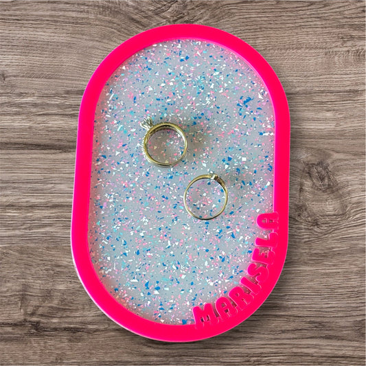 Personalized Glitter Trinket Tray