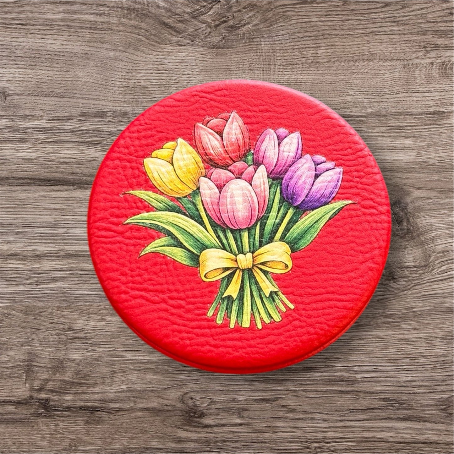 UV Printed Tulip Bouquet Compact Mirror