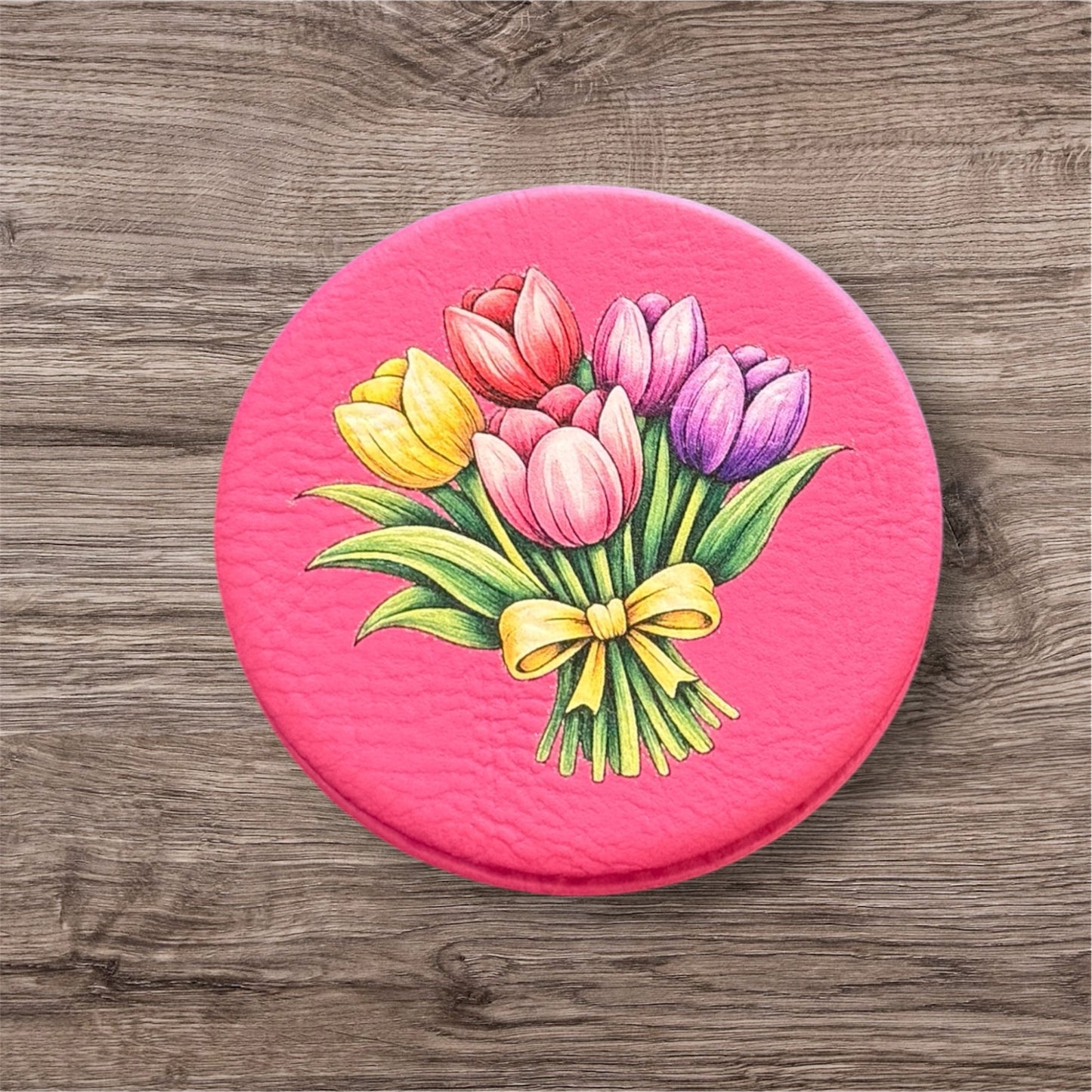 UV Printed Tulip Bouquet Compact Mirror