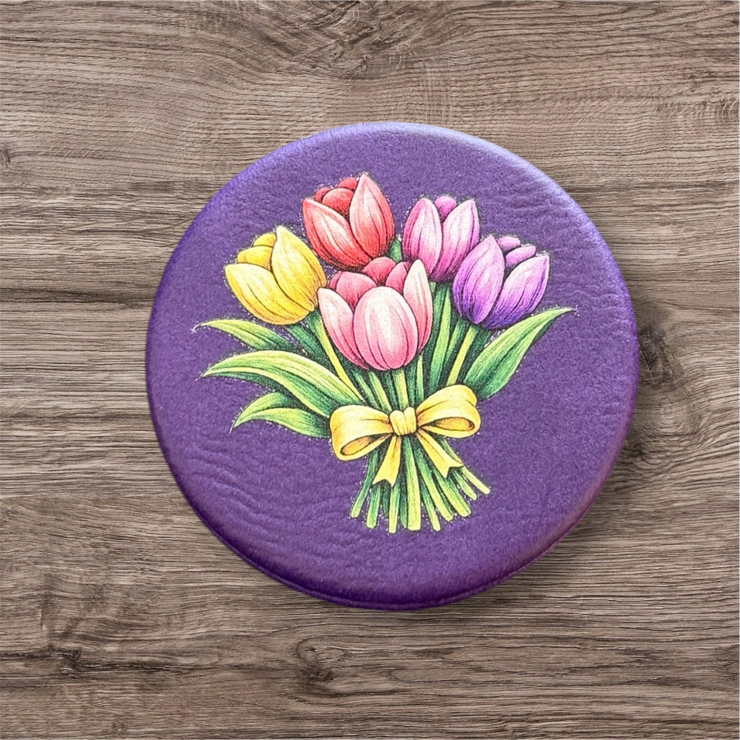 UV Printed Tulip Bouquet Compact Mirror