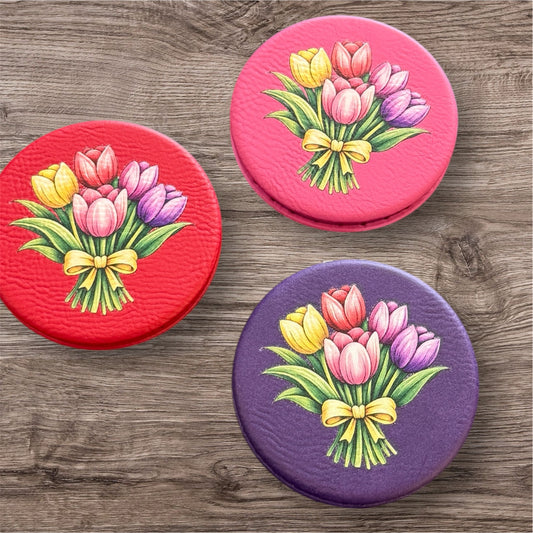 UV Printed Tulip Bouquet Compact Mirror