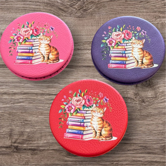 UV Printed Cozy Chapters Cat Compact Mirror