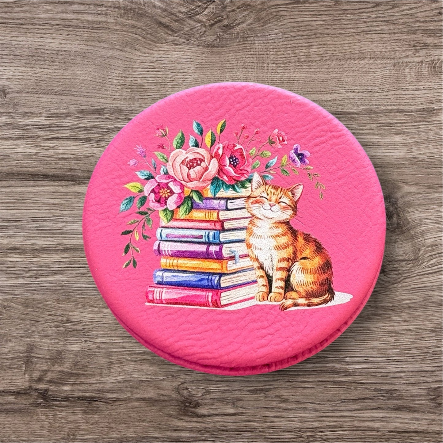 UV Printed Cozy Chapters Cat Compact Mirror