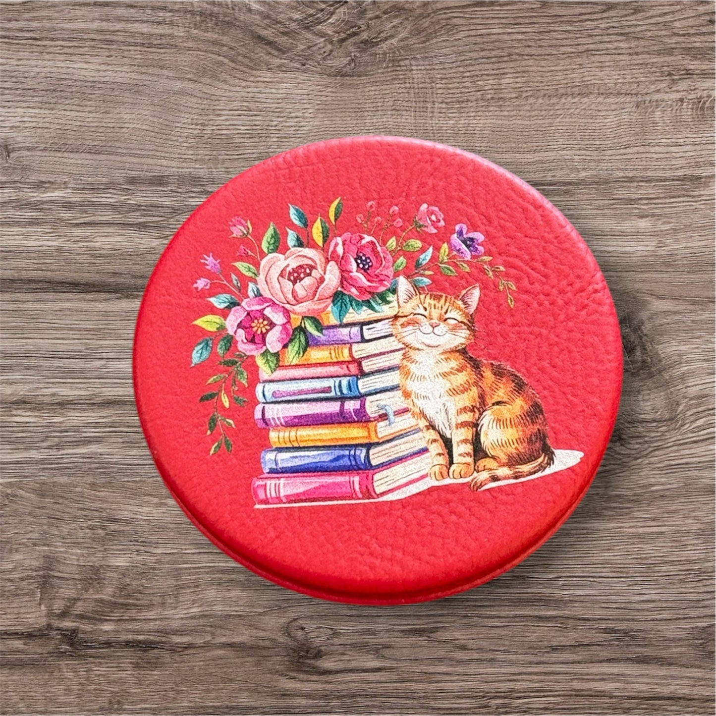 UV Printed Cozy Chapters Cat Compact Mirror