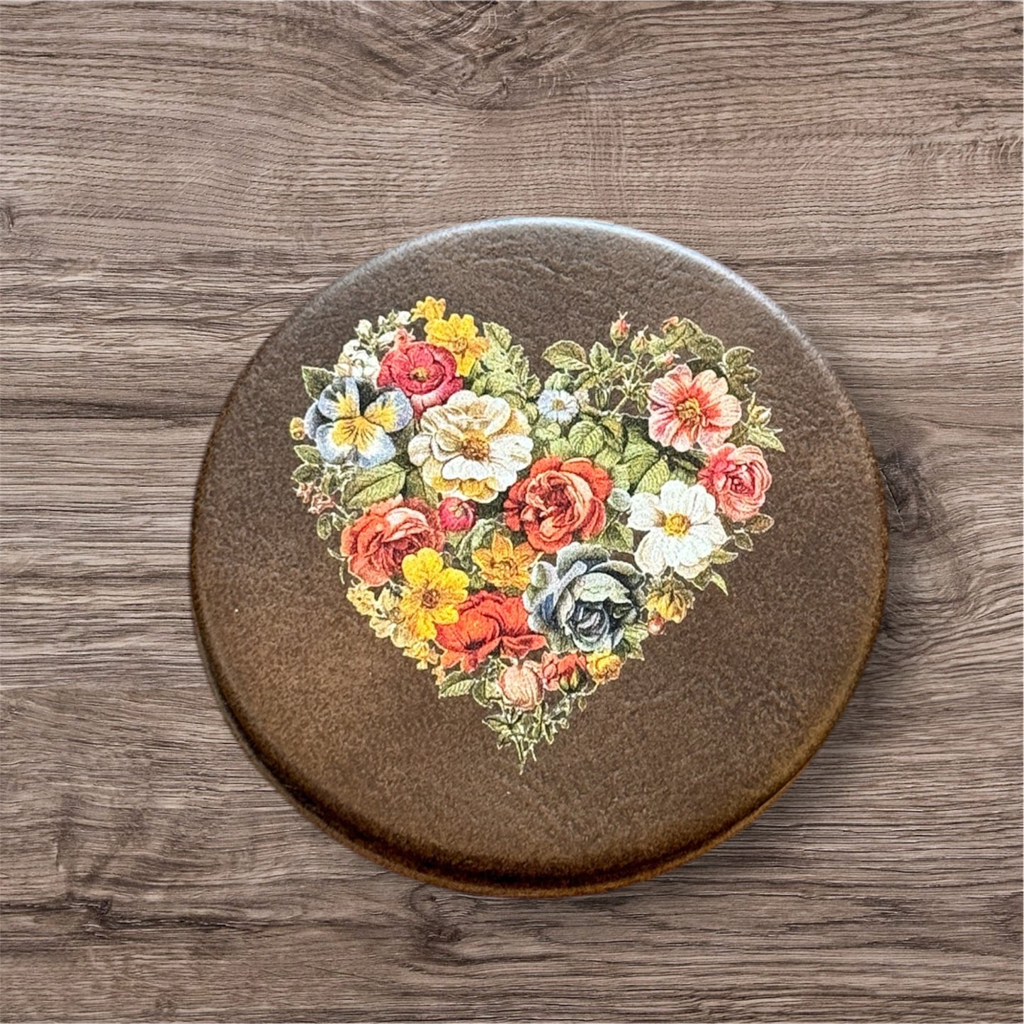 UV Printed Floral Heart Compact Mirror
