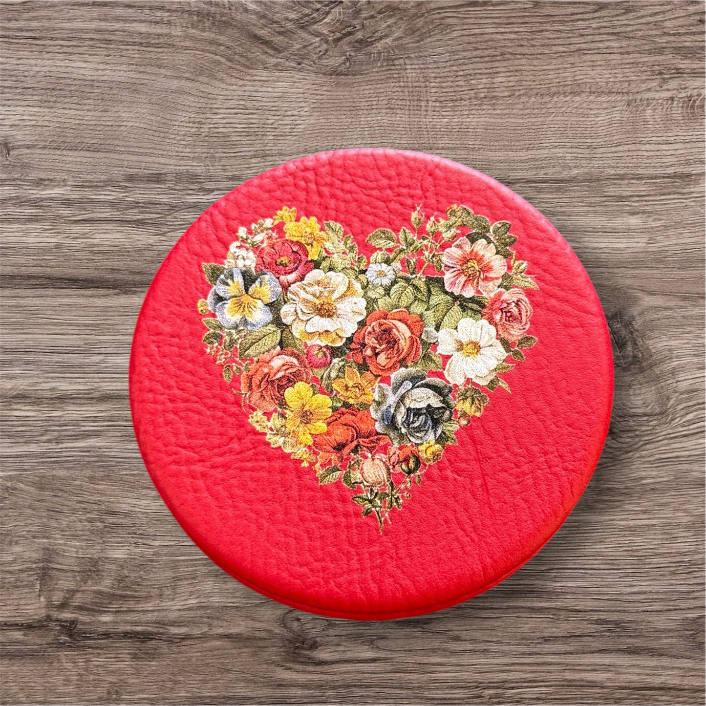 UV Printed Floral Heart Compact Mirror