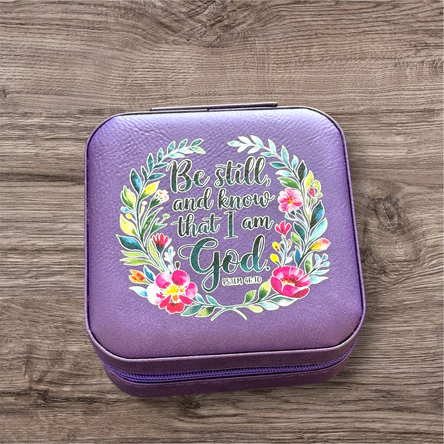 UV Printed Floral Be Still Jewelry Box