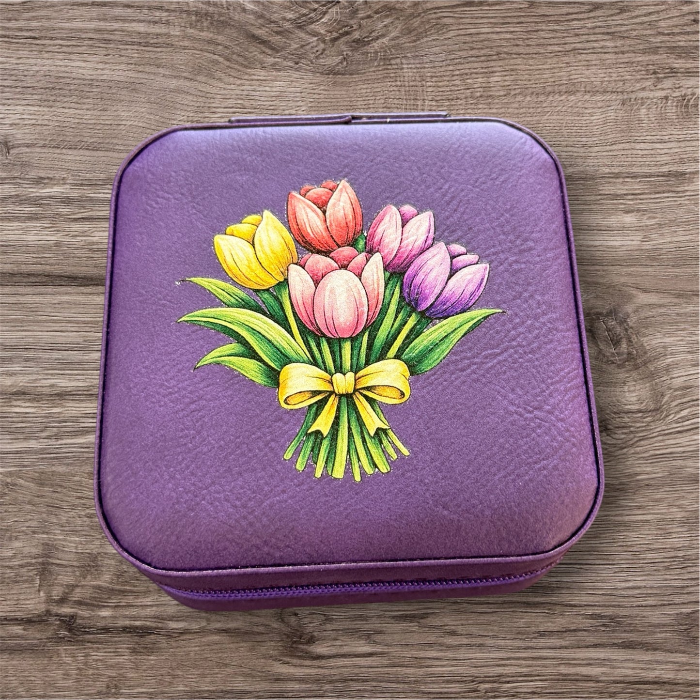 UV Printed Tulip Bouquet Jewelry Box