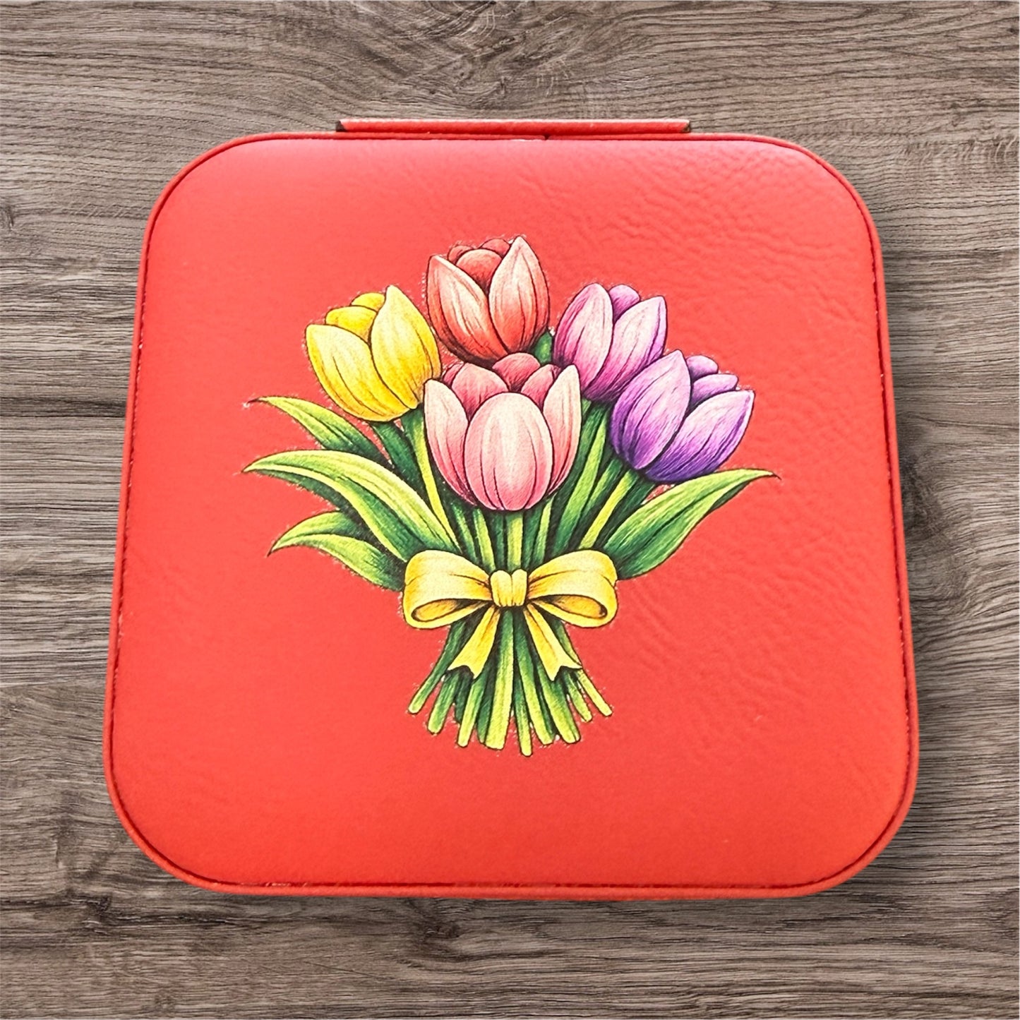 UV Printed Tulip Bouquet Jewelry Box
