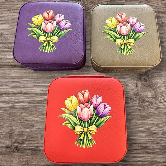 UV Printed Tulip Bouquet Jewelry Box