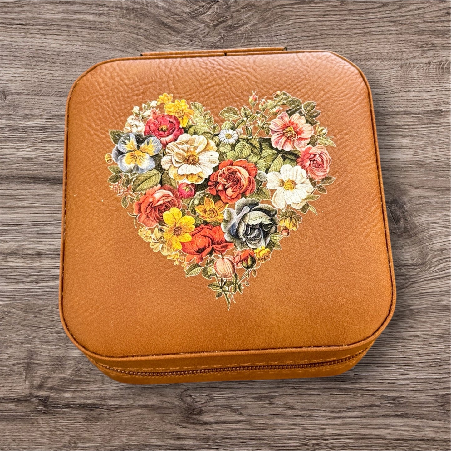 UV Printed Vintage Heart Bloom Jewelry Box